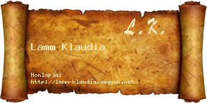Lamm Klaudia névjegykártya
